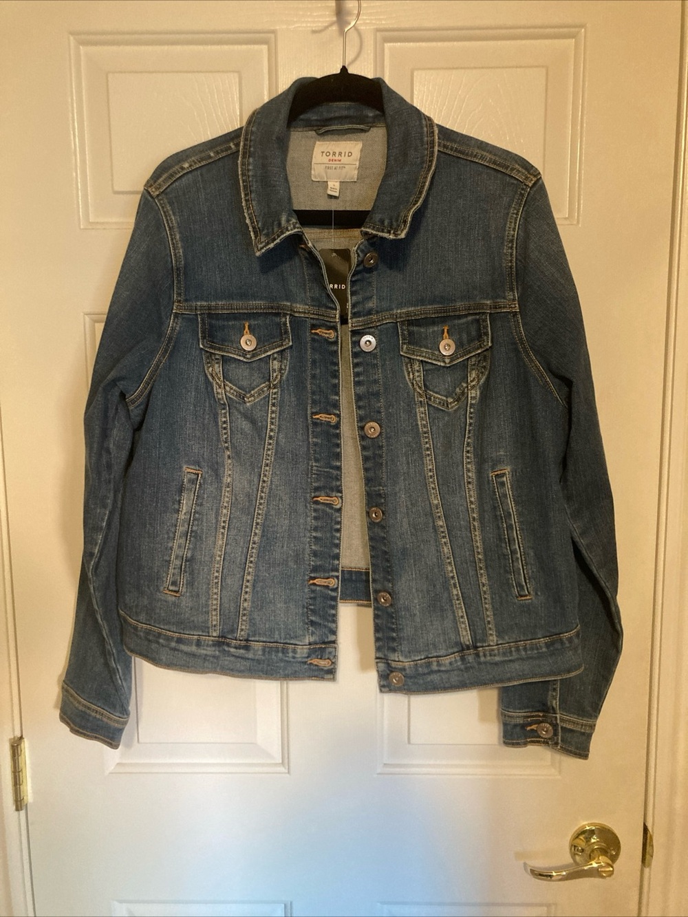 torrid Medium Blue Denim Jacket with Button Front